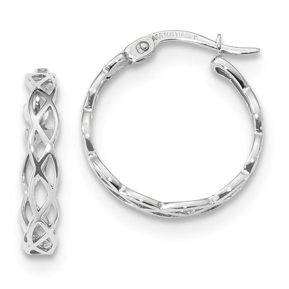14K White Gold Earring Hoop Women'S 18.1 mm 17.8 Polished Intertwined Filigree Earrings