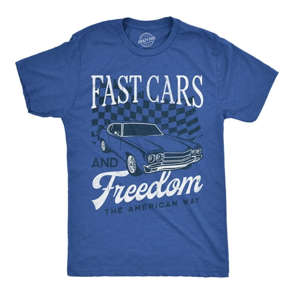Mens Funny T Shirts Fast Cars and Freedom Sarcastic Patriotic Graphic Novelty Tee for Men Graphic Tees