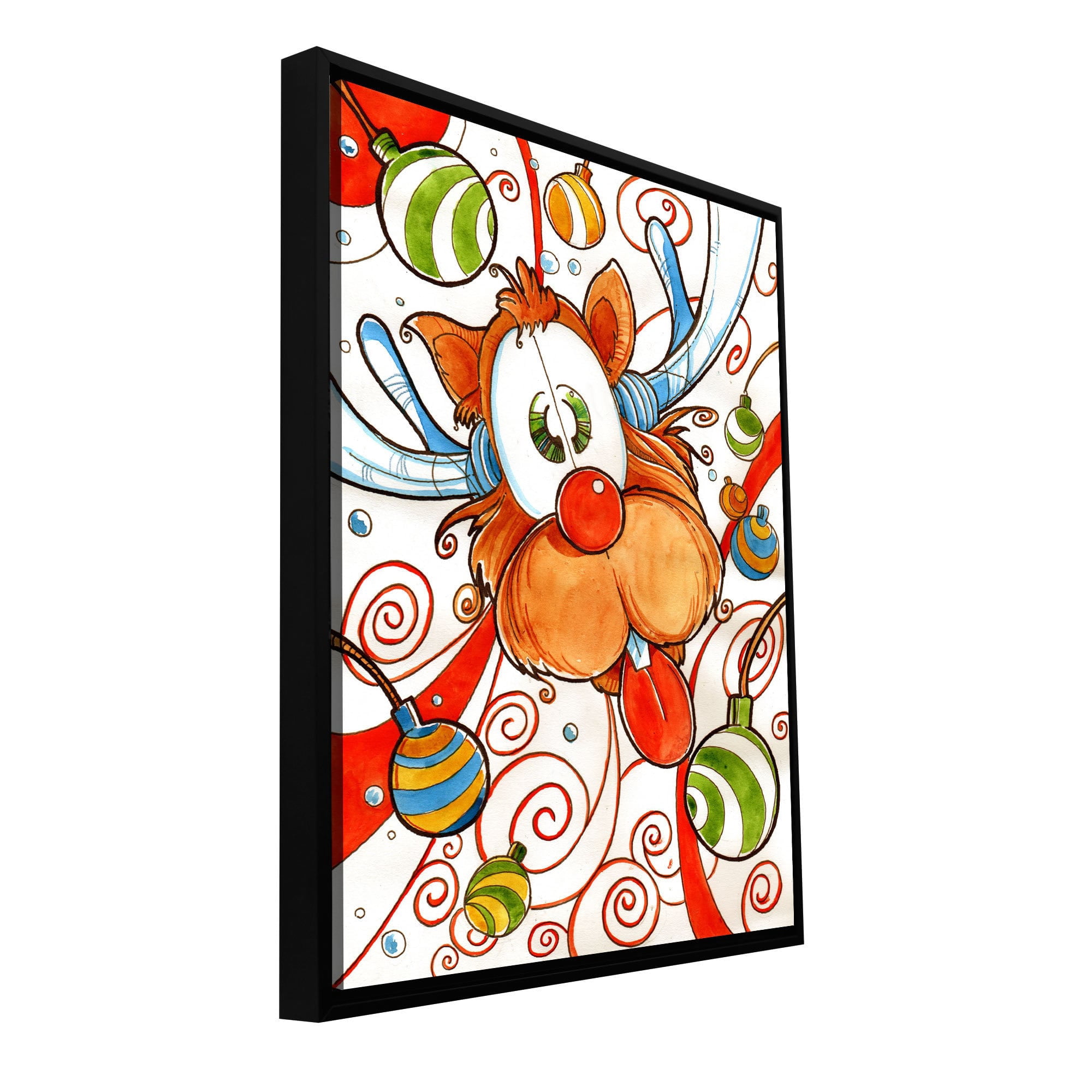 Luis Peres "Rudolph Red Nose Deer" Floater-Framed Gallery-Wrapped Canvas