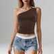 thumbnail image 2 of Camiseta corta sexy con hombros descubiertos y pedrería para mujer: corte ajustado, largo corto, para combinar con pantalones de cintura alta (tallas S-L), 2 of 4