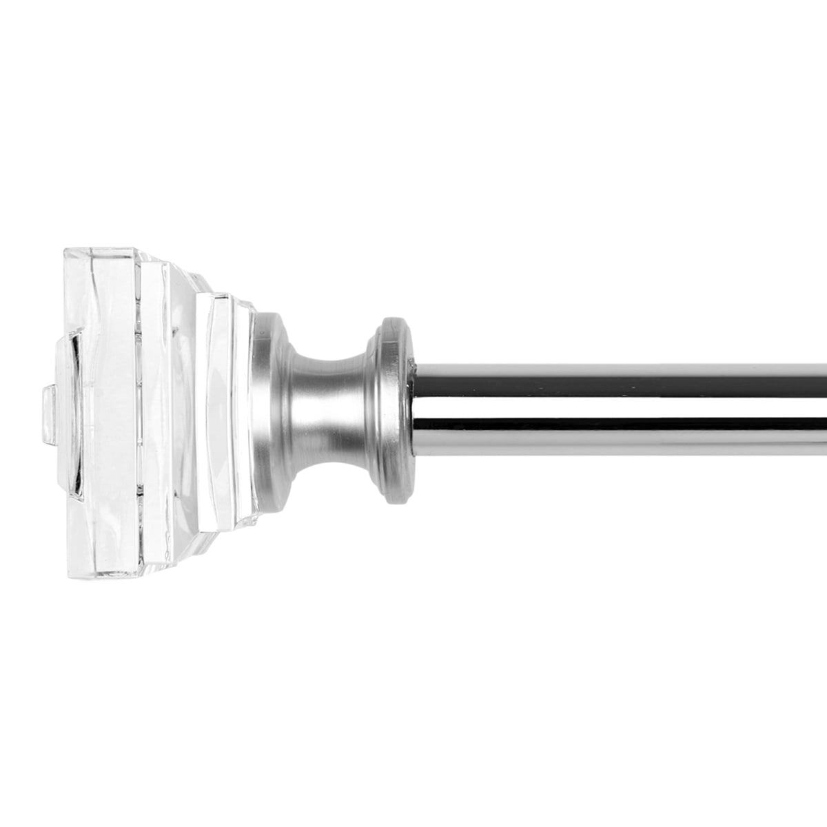 3/4" Diameter Standard Decorative Window Curtain Rod, Adjustable Curtain Rod for Windows , Acrylic Square Finials