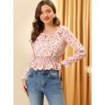 thumbnail image 3 of Allegra K Blusa Floral De Gasa De Manga Larga Con Volantes Fruncidos Con Volantes Para Mujer blanco XS Unique Bargains Blusa, 3 of 6
