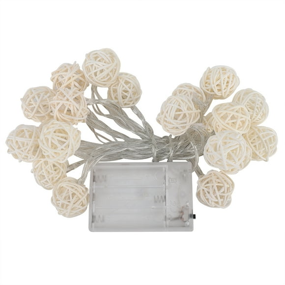 ZOUSSIQI 20 Led Rattan Balls Decorative Battery Christmas Outdoor Garland Wedding Decoration(Warm Light) JU316-138157