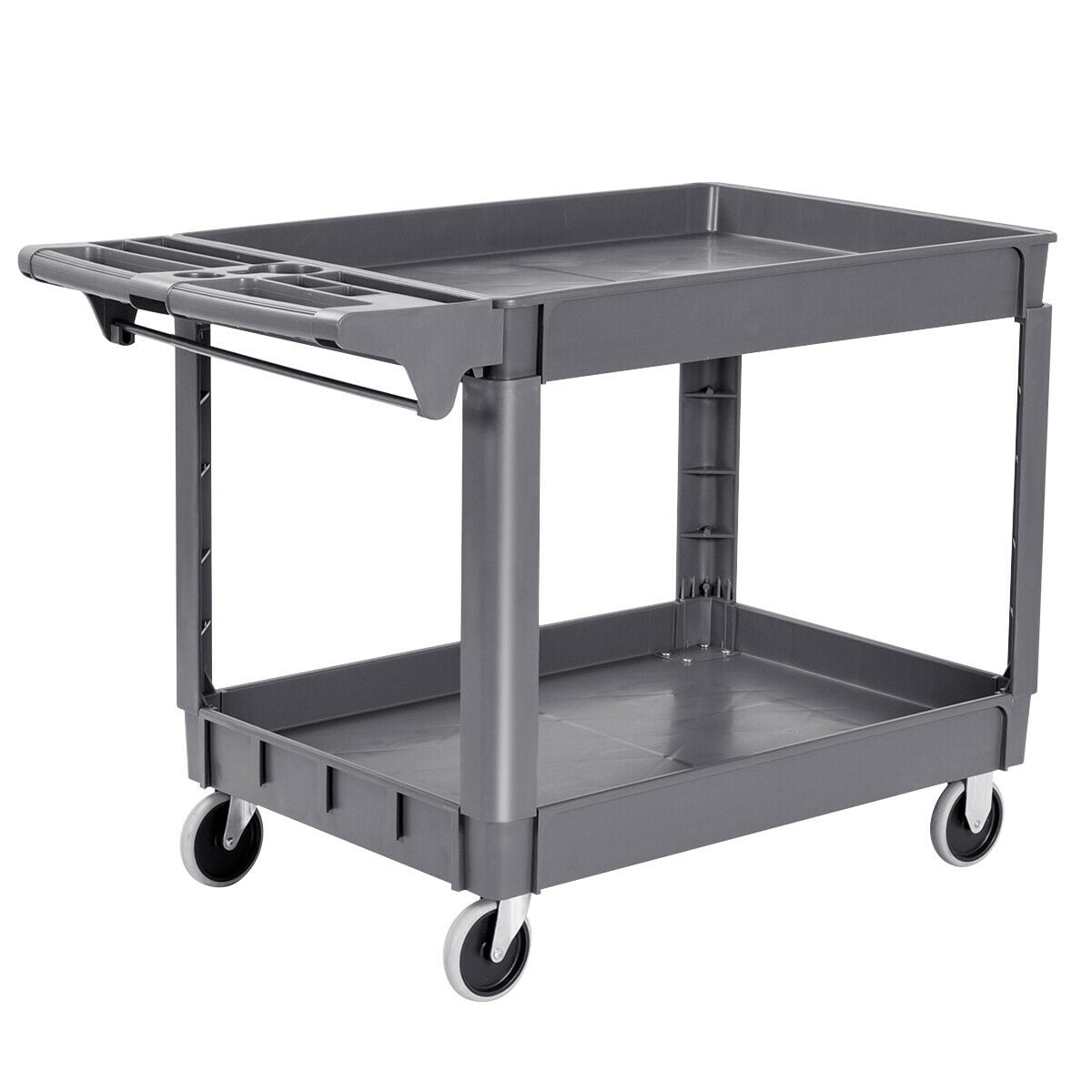 44” x 25-1/2” Plastic 2 Flat Shelf Service & Utility Cart 5" Rubber Caster 