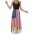 thumbnail image 1 of PALACLOTH Women Patchwork American Flag Independence Day Halter Sleeveless High-Low Tank Dress, 1 of 4