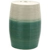 Handmade Beige and Green Ribbed Porcelain Garden Stool (China)