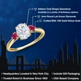 thumbnail image 2 of Gem Stone King 10K Yellow Gold White Moissanite and Red Ruby 3-Stone Ring for Women | 1.81 Cttw | Oval 8X6MM | Gemstone Birthstone | Size 6, 2 of 6