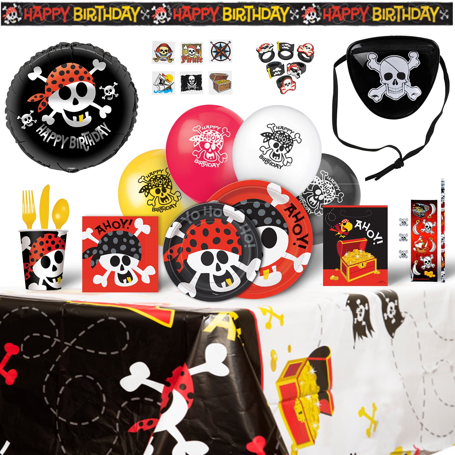 Personalized Beware of Pirates Birthday Party DIY Craft Supplies Pirate Skull Labels 24 per set Circle Sticker Labels