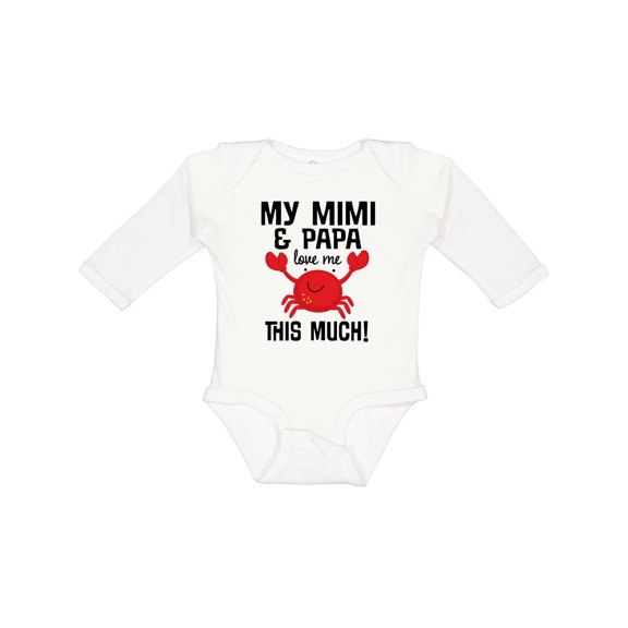 Inktastic Mimi and Papa Love Me Crab Boys or Girls Long Sleeve Baby Bodysuit