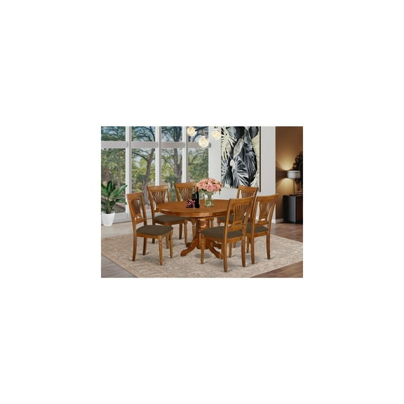 Oval Dining Set - Rubber Wood Table & Chairs - Saddle Brown Finish - 42"L x 60"W