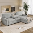 thumbnail image 6 of Harper & Bright Designs Pull Out Sofa Bed Sectional 3 Seater Sleeper Sofa Bed with with Storage chaise USB Port and 2 Cup Holders for Living Room Apartment, Gray, 6 of 14