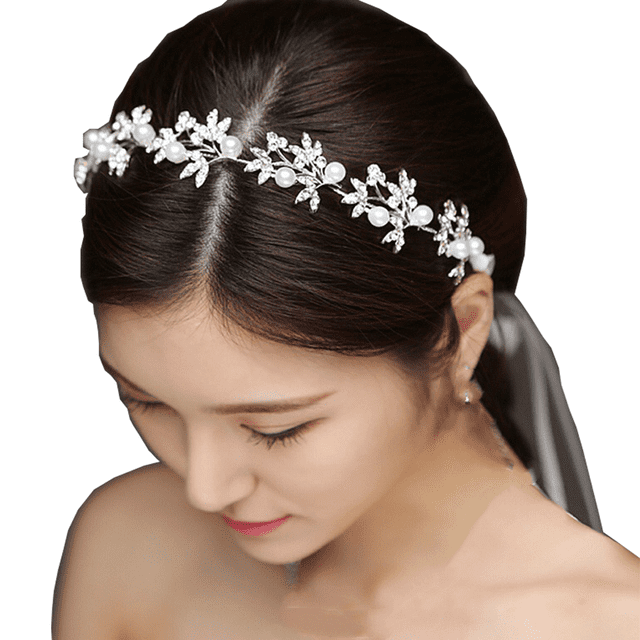 Accesorio para el cabello de boda con flores de vid para el cabello, accesorio para el cabello de boda, tocado de novia con diamantes de imitación para mujeres y niñas ER