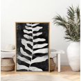 thumbnail image 4 of PixonSign Framed Canvas Print Wall Art Symmetrical Opposing Leaves Floral Wilderness Illustrations Modern Art Minimalist Dark Black and White for Living Room, Bedroom, Office - 16"x24" Natural, 4 of 5