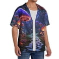 thumbnail image 4 of Honeii 's Jungle Path Glowing Mushrooms for men's short-sleeved button-up collared shirt featuring a pocket, perfect for beach vacations, and travel adventures., 4 of 5
