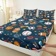 thumbnail image 2 of Manfei Cartoon Rugby Soccer Twin Sheet Sets, Basketball Player Twin Fitted Sheet, Cartoon Football Soccer Flat Sheet, Lightweight Room Decor, 3pcs, 2 of 6