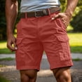 thumbnail image 2 of Mens Cargo Shorts Casual Quick Dry Elastic Waist Shorts Summer Stylish Lightweight Outdoor Hiking Gym Workout Shorts with Pockets Red M, 2 of 4