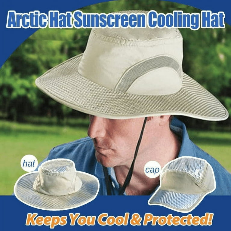 Men Women Sunscreen Cooling Hat Ice Cap Heatstroke Protection Cooling Cap  Wide Brim Sun Hat with UV Protection Beige