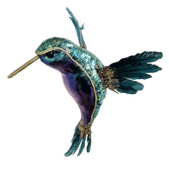 shishi Purple and Green Hummingbird Ornament