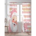 thumbnail image 2 of Merry Christmas Sheer Curtains 84 Inch Long 2 Panels, Pink Santa Claus Leaf Winter Snowflake Striped Light Filtering Rod Pocket Semi Sheer Curtains, Sheer Voile Drapes for Living Room, 52"x84", 2 of 5