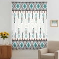 thumbnail image 3 of Teal Black Boho Sheer Curtains 84 Inches Long, Vintage Ethnic Tribe Abstract Art Retro Light Filering Curtains, Breathable Simi Curtain Privacy Drapes for Living Room Bedroom Window Treatment, 3 of 9