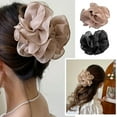 thumbnail image 3 of Large Chiffon Claw Clip With Black Fabric Ribbon Flower Rose Ideal For Women As Hair Accessories Suitable For Daily Wear And Special Occasions, 3 of 7