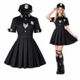 thumbnail image 4 of Halloween Costume， Women's Sexy Officer Halloween Costume for Nightclub Bar Stage Role Play Black Cosplay Outfits Costumes For Halloween Halloween Dress Up Halloween Decor Party Outfit, 4 of 5