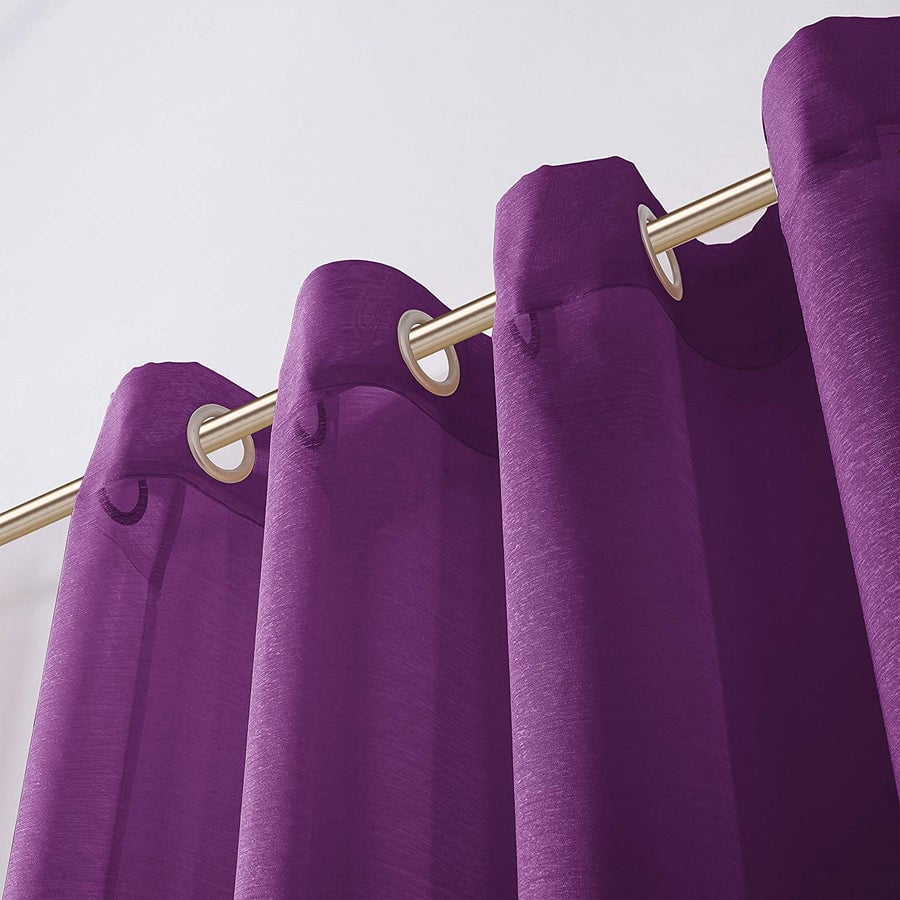Dainty Home Malibu Textured Semi-Sheer Grommet Top Curtain Panel Pair, 108" x 84" In Purple