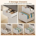 thumbnail image 5 of 66" Modern L Shaped Computer Desk with 3 Drawers and Storage Cabinet, Fluted Home Office Desk with Led Lights, Wood Executive Desk, 5 of 7