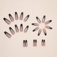 thumbnail image 4 of Dark Pink French Press on Nails with Rhinestone Design Black French Tip Nude False Nails Attractive Black Glitters Sequins Acrylic Simple Classy Nails FN-LT082, 4 of 4