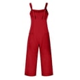 thumbnail image 3 of Women's Casual Loose Wide Leg Jumpsuit Tie Strap Sleeveless Pocket Romper, 3 of 6