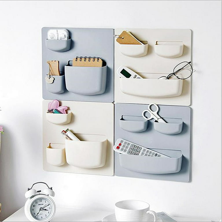 Diesisa 2pc Plastic Wall Mount Organizer, Adhesive Shelf, Bathroom Shelves  for Wall, Self Adhesive Organizer, No Drilling Hang Walls,with Self