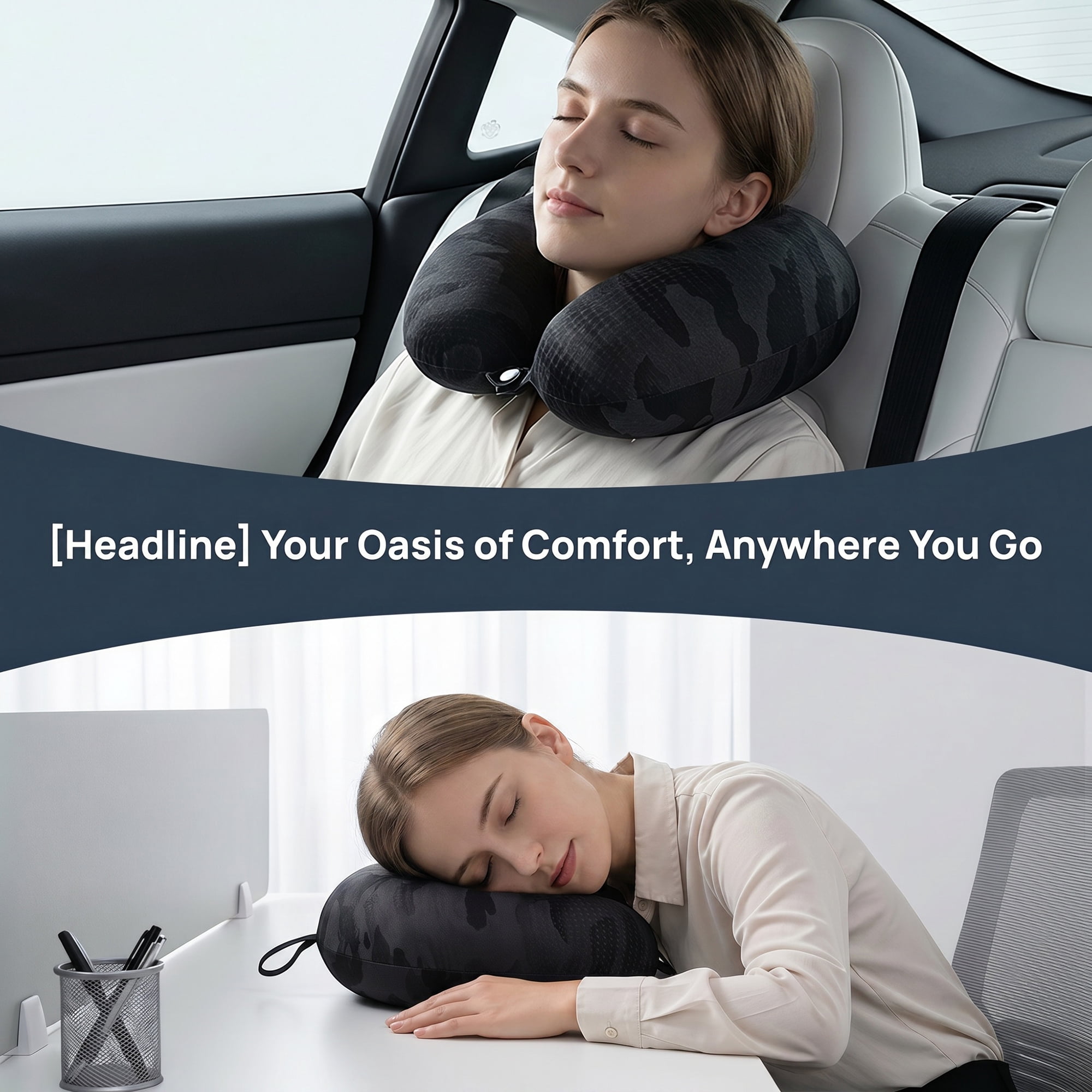 Unique Bargains Memory Foam Travel U Shape Neck Pillow with Buckle Black 12"x12"x4"