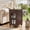 Walnut, variant on Buildhom Farmhouse Nightstand with Charging Station, Narrow Side Table with Glass Barn Door & Adjustable Shelf for Small Spaces, Natural Wood