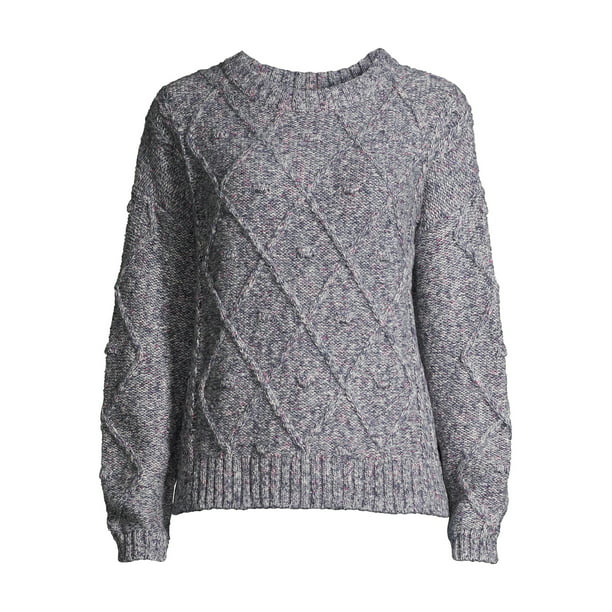 Time and Tru Women's Crewneck Cable Knit Sweater - Walmart.com