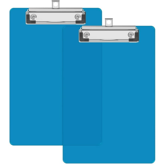 A5 Small Clipboard 2 Pack, 6 x 9 Plastic Mini Clear Colored Clip Boards with Low Profile Clip, Half-Letter Size for Classroom, Teacher, Students, School & Office Supplies