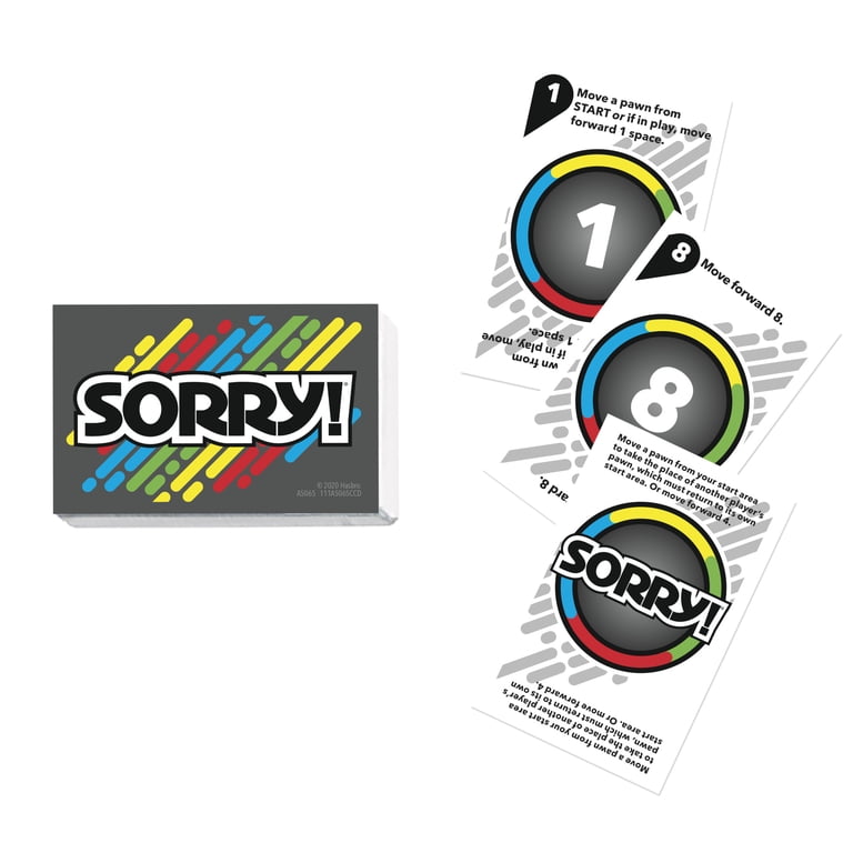 Sorry!, Kids Board Game, Classic Hasbro, Includes 12 Pawns for