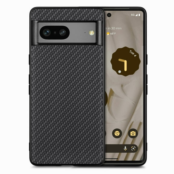 ELEHOLD for Google Pixel 7 Slim Case Fiber Pattern Full Body Protection Shockproof Anti-Fingerprint Anti-Scratch Protective Case for Google Pixel 7,Black