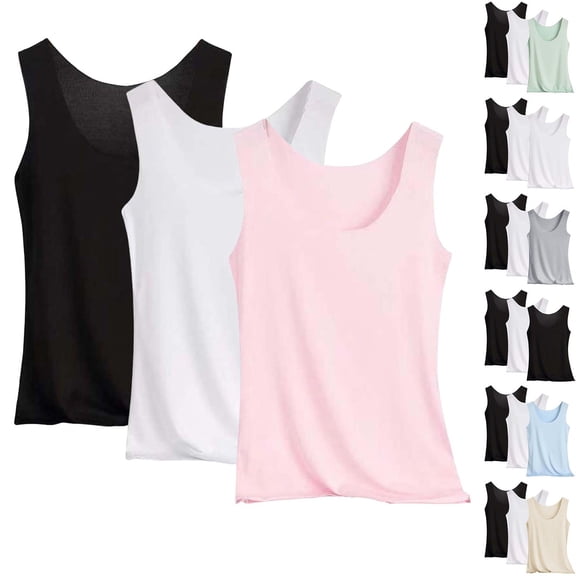 Womens Tank Tops, Baberdicy Women's 2 Pack Summer Ice Silk Vests Sleeveless Tank Tops Seamless Basic Cami Layering Undershirts Sleeveless Tops for Women Breathable Casual Camisole, Beige L