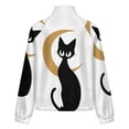thumbnail image 6 of Jackets for Women Winter Coat Jackets Flannel Stand Collar Jacket(Black Cat Crescent Moon Design,Size:S-4XL), 6 of 7