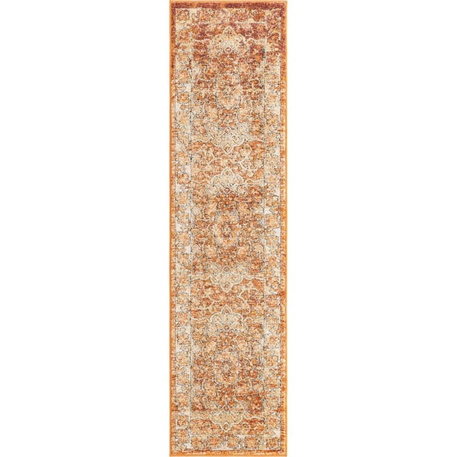 Unique Loom Isabella Haut-Bas Tapis de Surface de Pile 2' x 8' Coureur Rouille Rouge/ivoire