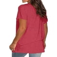 thumbnail image 3 of AherBiu Plus Size Tops for Women Short Sleeve V Neck Summer Casual Loose Fitted Comfy Tshirt Plain Tees Dailywear, 3 of 6