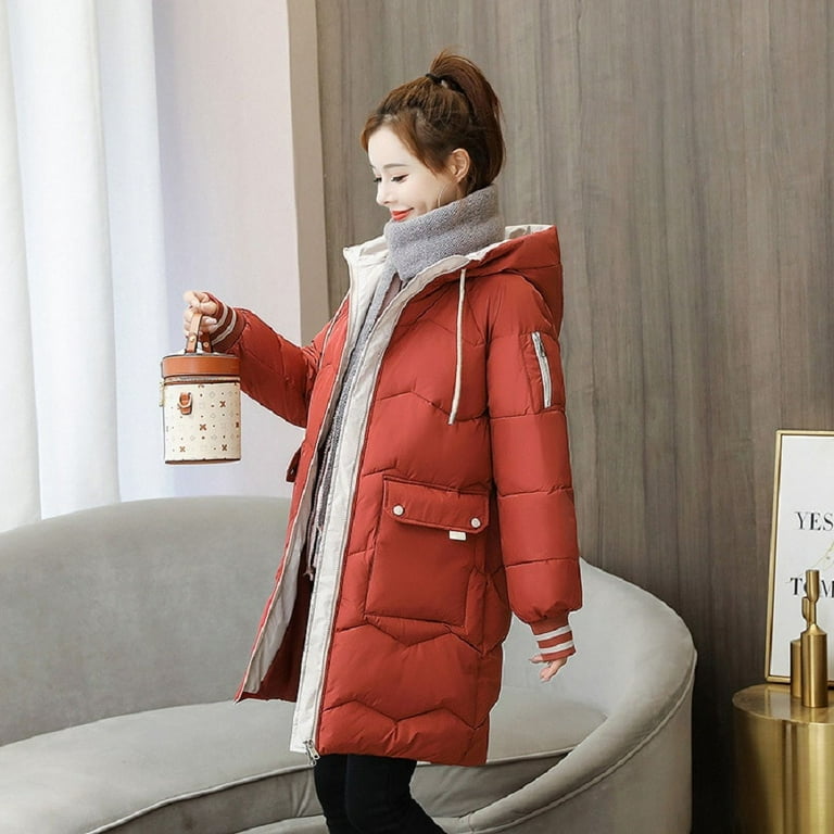 DanceeMangoo Womens Oversize Loose Long Warm Coat Vintage Winter hooded  Cotton-Padded Jacket Parkas Casual Korean Fashion Female jacket 