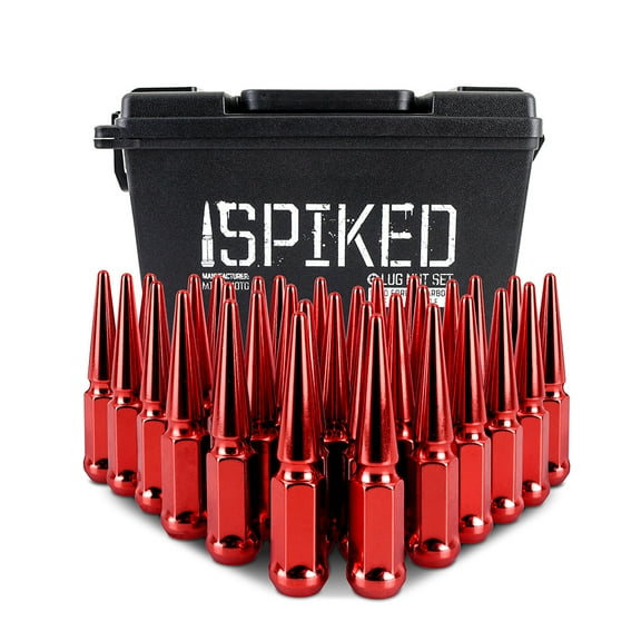 Mishimoto Spiked Lug Nuts, M14x1.5, 32-PC Set, Red
