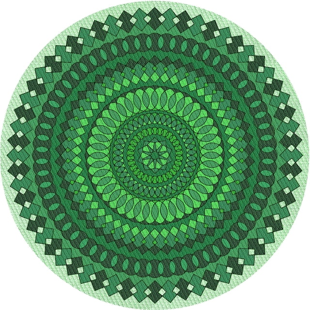 Ahgly Company Tapis Rond Lavable en Machine Intérieur Transitionnel Vert Forêt, 4 Pieds Rond