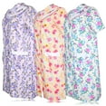 thumbnail image 3 of JEFFRICO 3 Pack House Dresses for Women with Pockets - Lightweight Breathable Short Sleeve Muumuu & Nightgowns - Snap Front Housecoat and Dusters for Women, 3 of 4