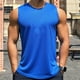 thumbnail image 1 of pstuiky Camiseta sin mangas para hombre, Jersey deportivo informal de cuello redondo de malla de color sólido para hombre, sin mangas, a la moda Chaleco de hombre l, 1 of 6