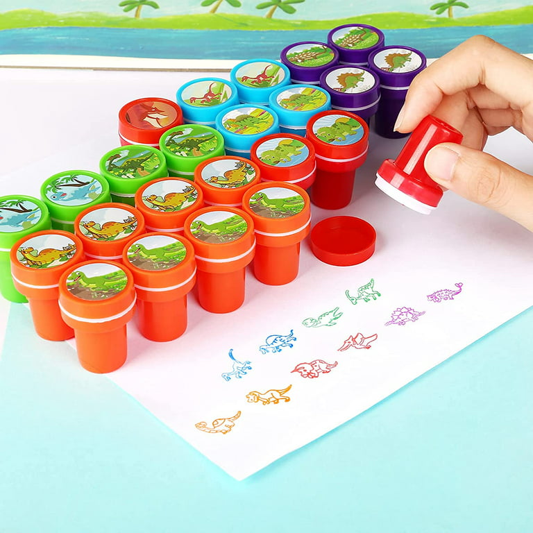 Naler 24 Pcs Dinosaur Stamps for Kids, Self Inking Stamps for Kids Dinosaur  Birthday Party Supplies, Dino Party Favors, Teacher Stamps 