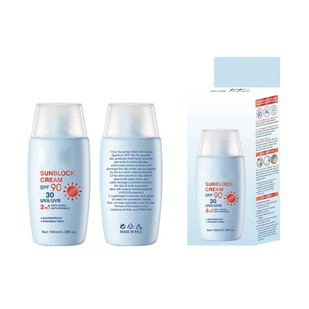 Protector solar facial resistente al agua, resistente a los agresores ambientales, resistente al agua para la playa, para todo tipo de pieles, cuidado facial, bloquea los rayos UV, tamaño de bolsa de