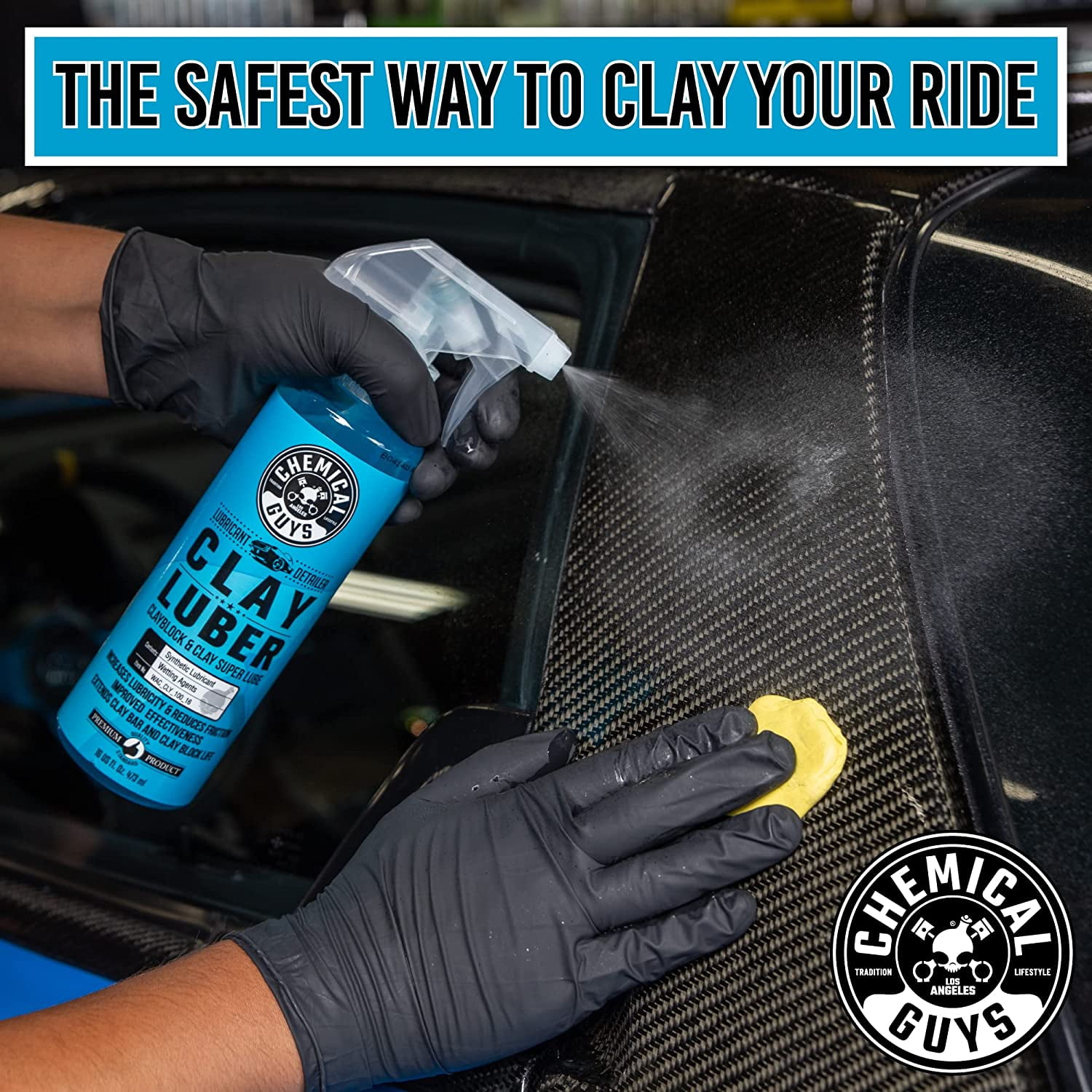 Chemical Guys WAC_Cly_100SB Clay Luber Synthetic Lubricant with Wetting  Agents for Clayblock & Car Detailing Clay, Bundle - 4 Clay Bars & Spray  Bottle