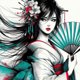 thumbnail image 2 of Hilo Algodón Ecológico Bordado 11CT Kimono Fan Girl Punto Cruz 50x50cm, 2 of 8